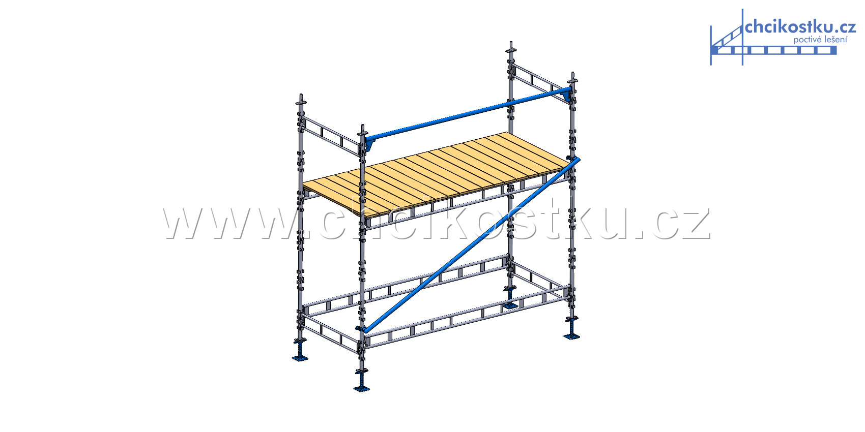 kompletní kostka lešení 3,0x1,2x3,0 s podlážkami