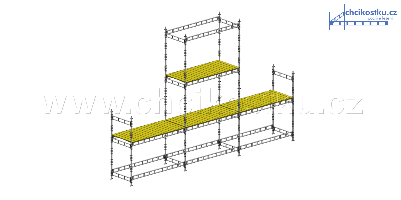 sestava 6x9m do štítu / 36m2 - základní s podlážkami