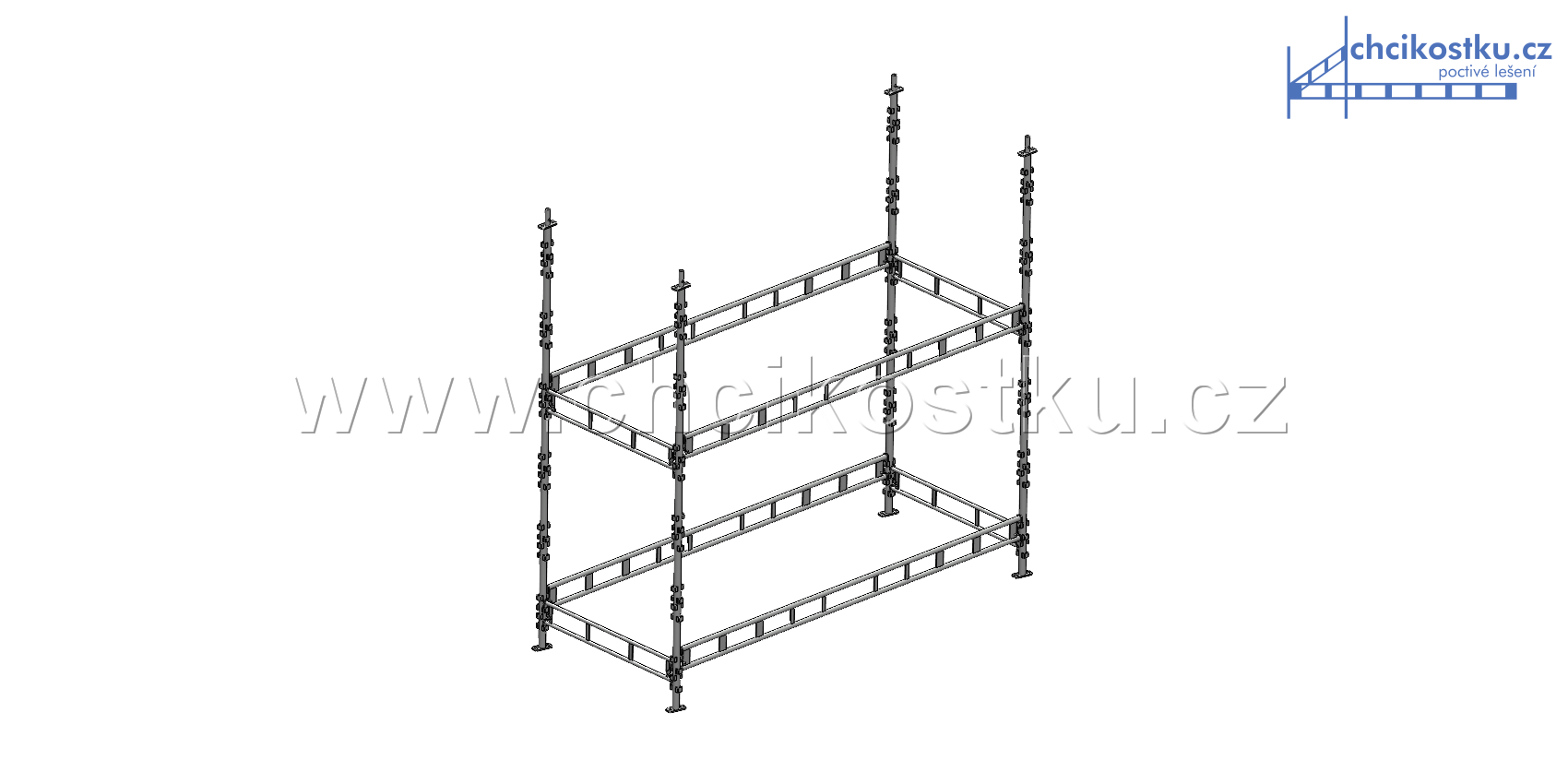 AKCE - 4x základní kostka lešení 3,0x1,2x3,0