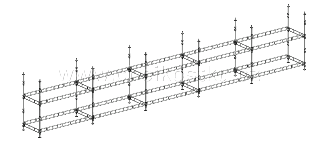 sestava lešení 2,72x15m / 40,8m2 - čtvercová patka