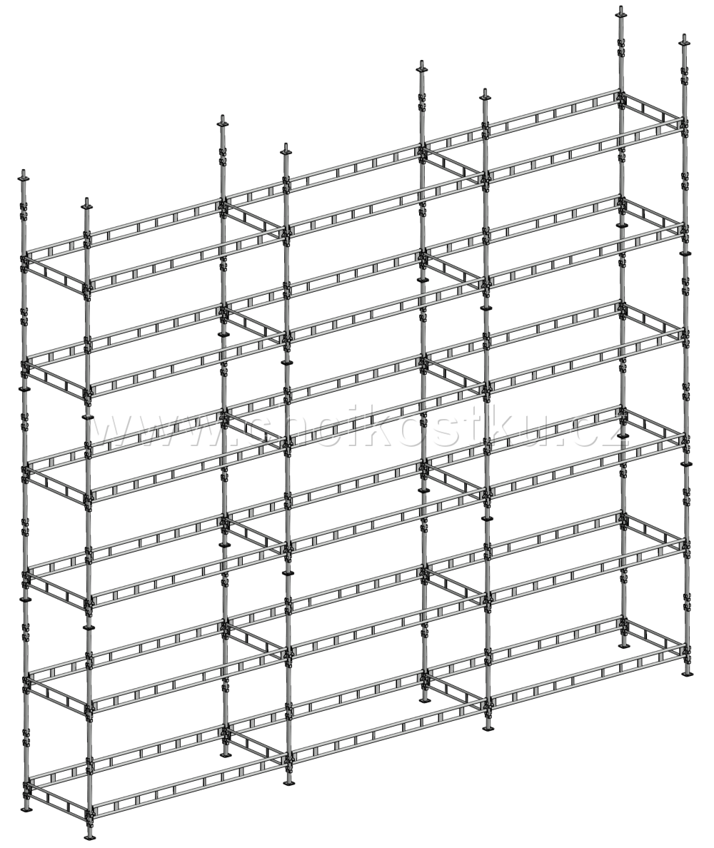 sestava lešení 8,16x9m /73,4m2 - čtvercová patka