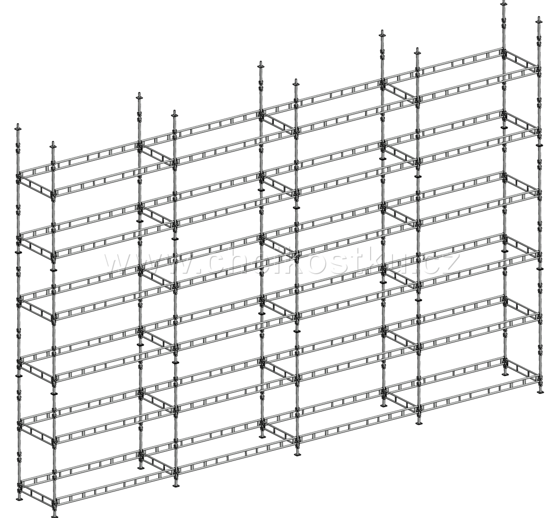 sestava lešení 8,16x12m / 97,9m2 - čtvercová patka