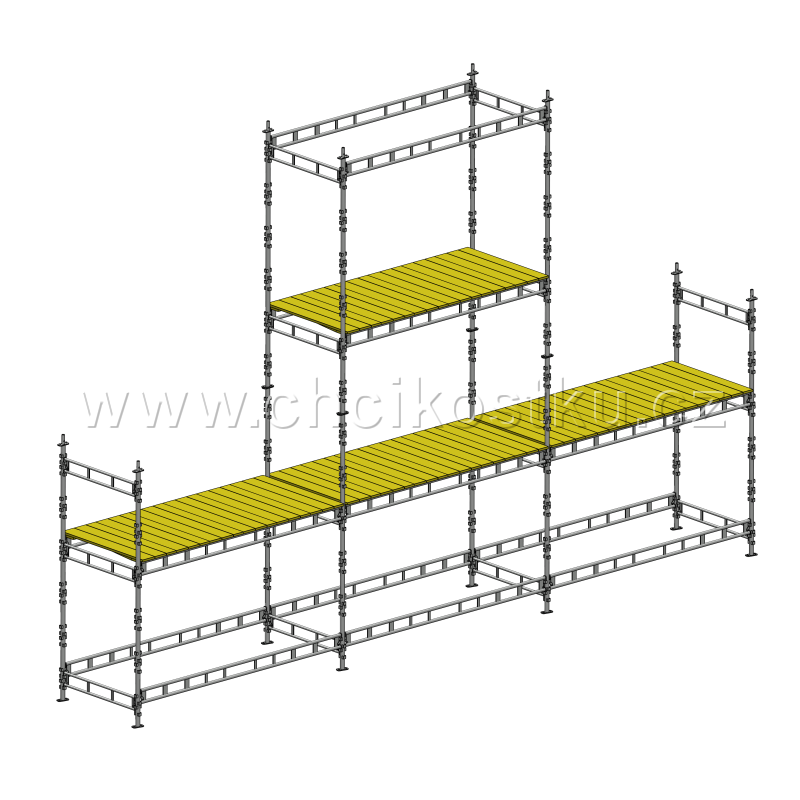sestava 6x9m do štítu / 36m2 - základní s podlážkami