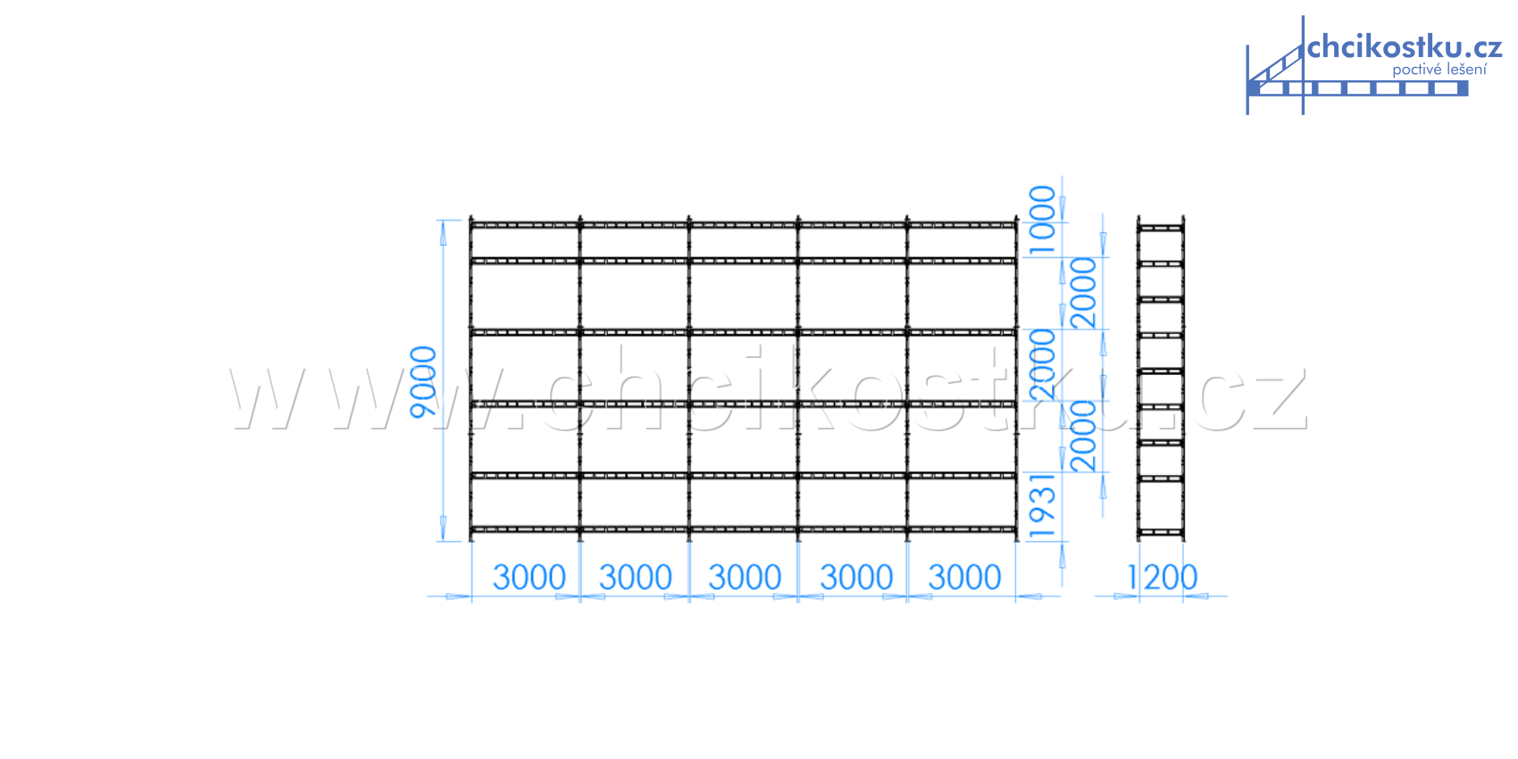 sestava 9x15m / 135m2