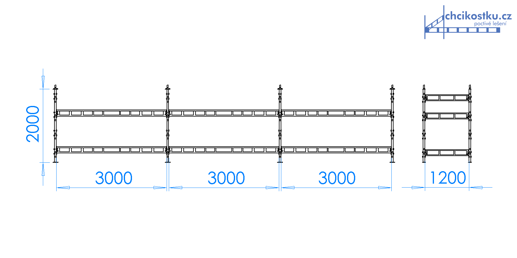 sestava 2x9m / 18m2