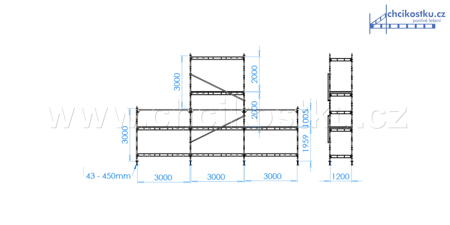 sestava 6x9m do štítu / 36m2 - kompletní